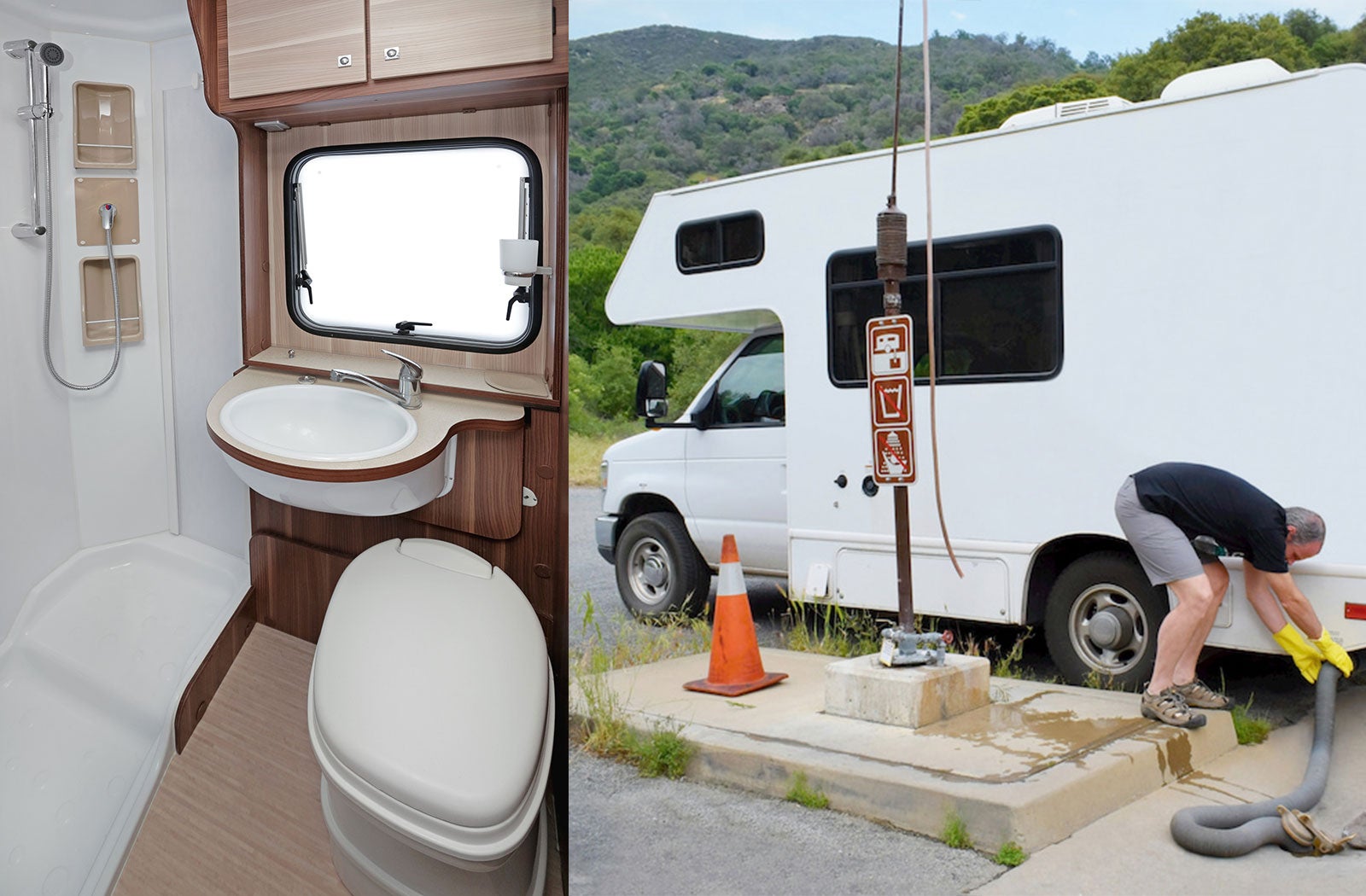 Portable RV/camper toilet and holding tank setup in Elgin, Illinois